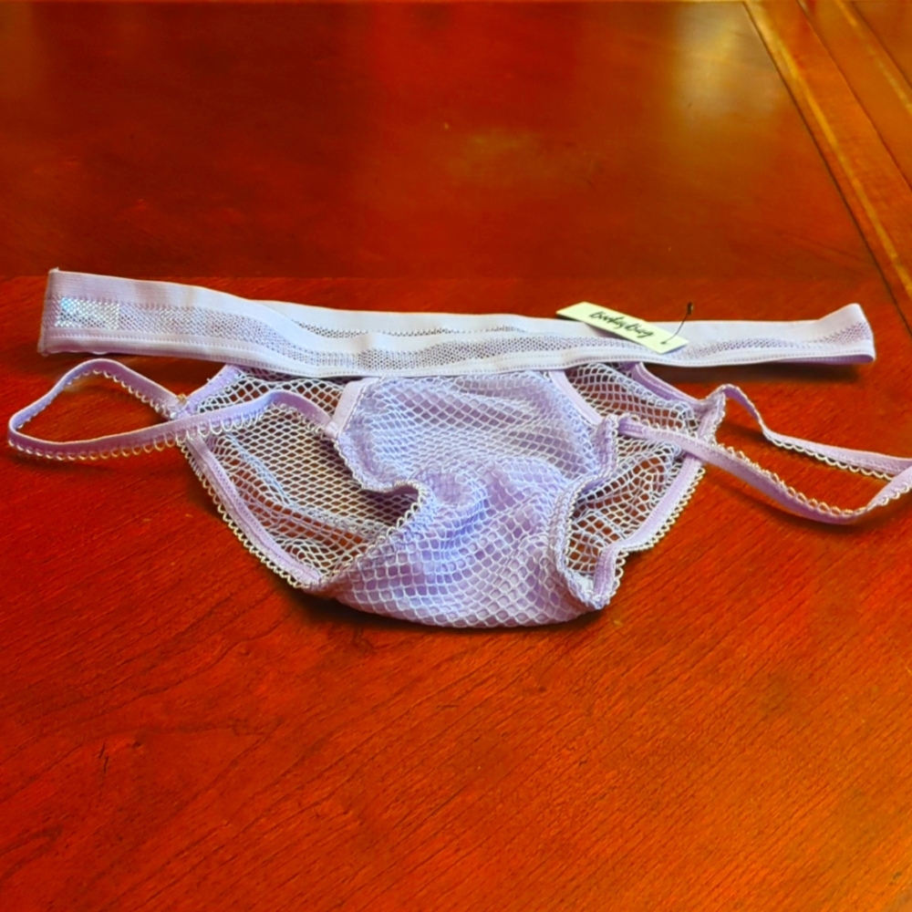 NWT Booty Bag Mesh and Lace High Cut Cheeky Underwear L